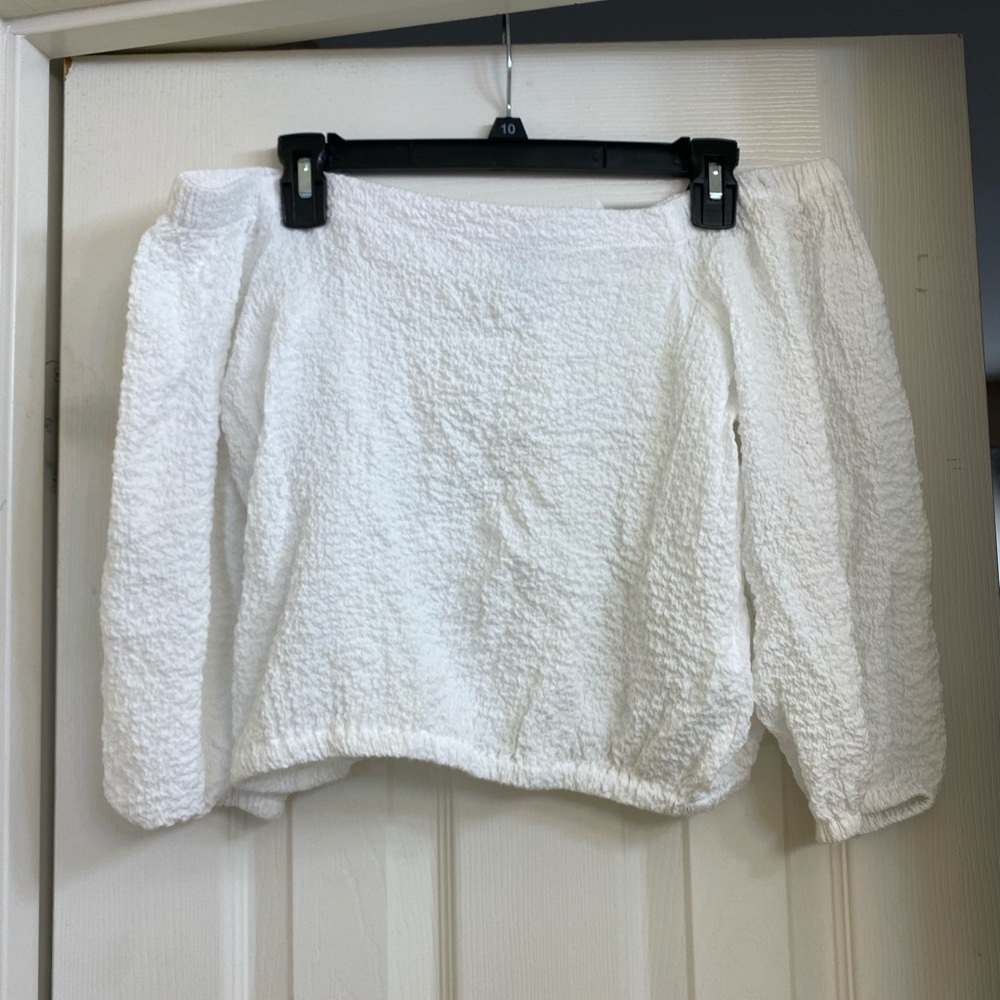 White Crop off the Shoulder Top